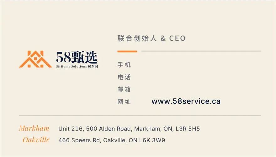Business card front: cream, the logo, a title line and the two office addresses
