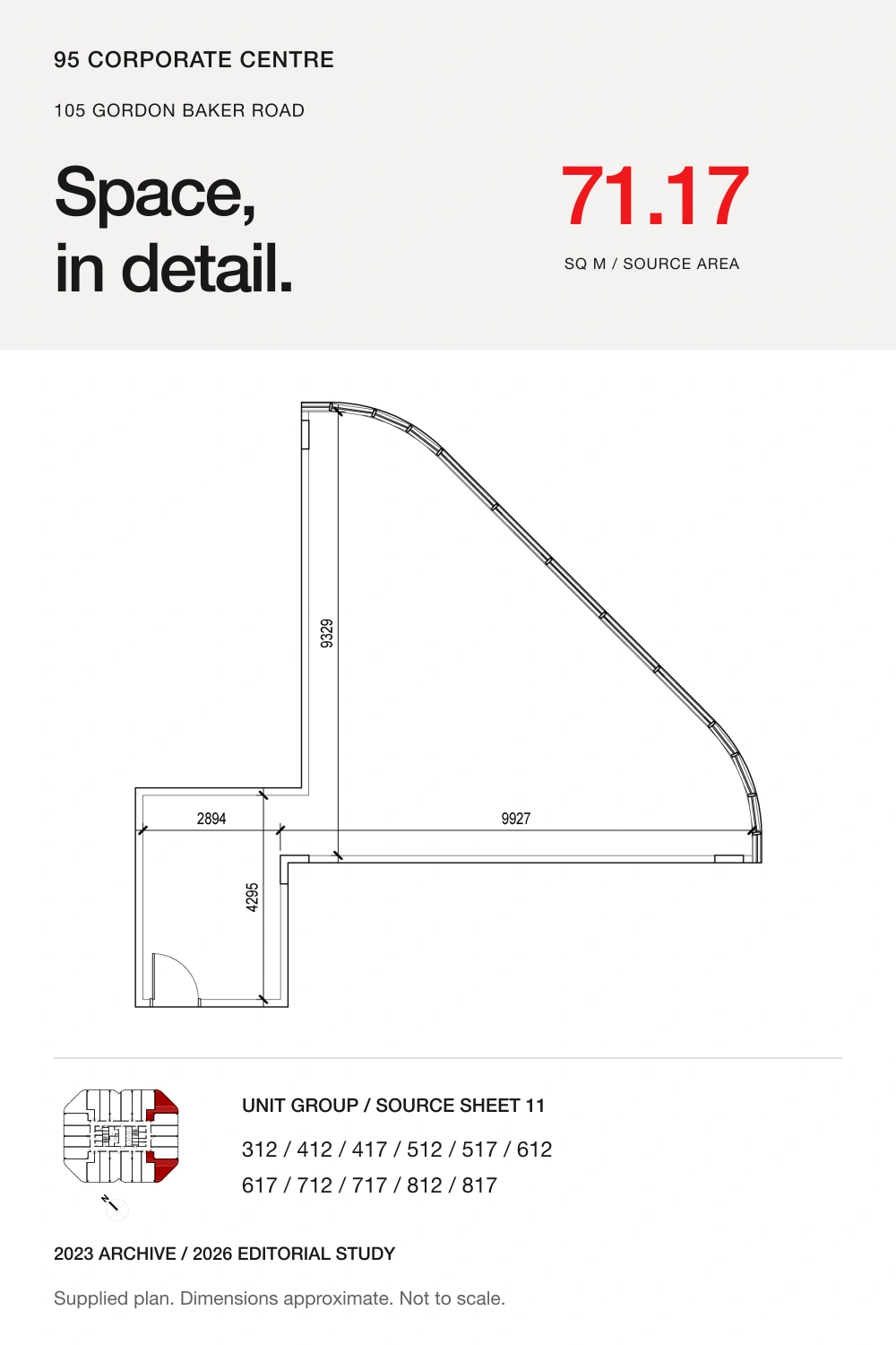 95 Corporate Centre unit-sheet study, portrait