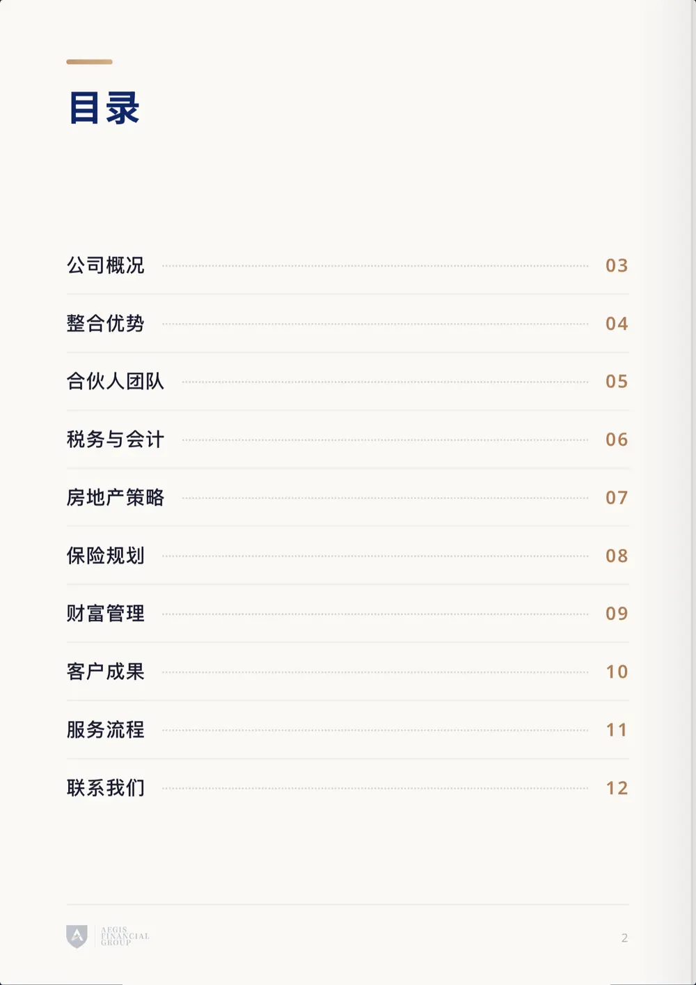 公司简介第 2 页：目录