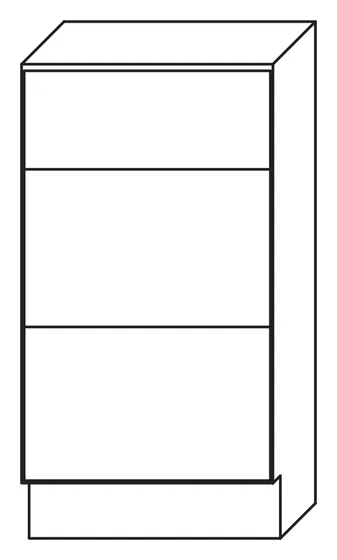 Line drawing of the 3DB12 three-drawer base