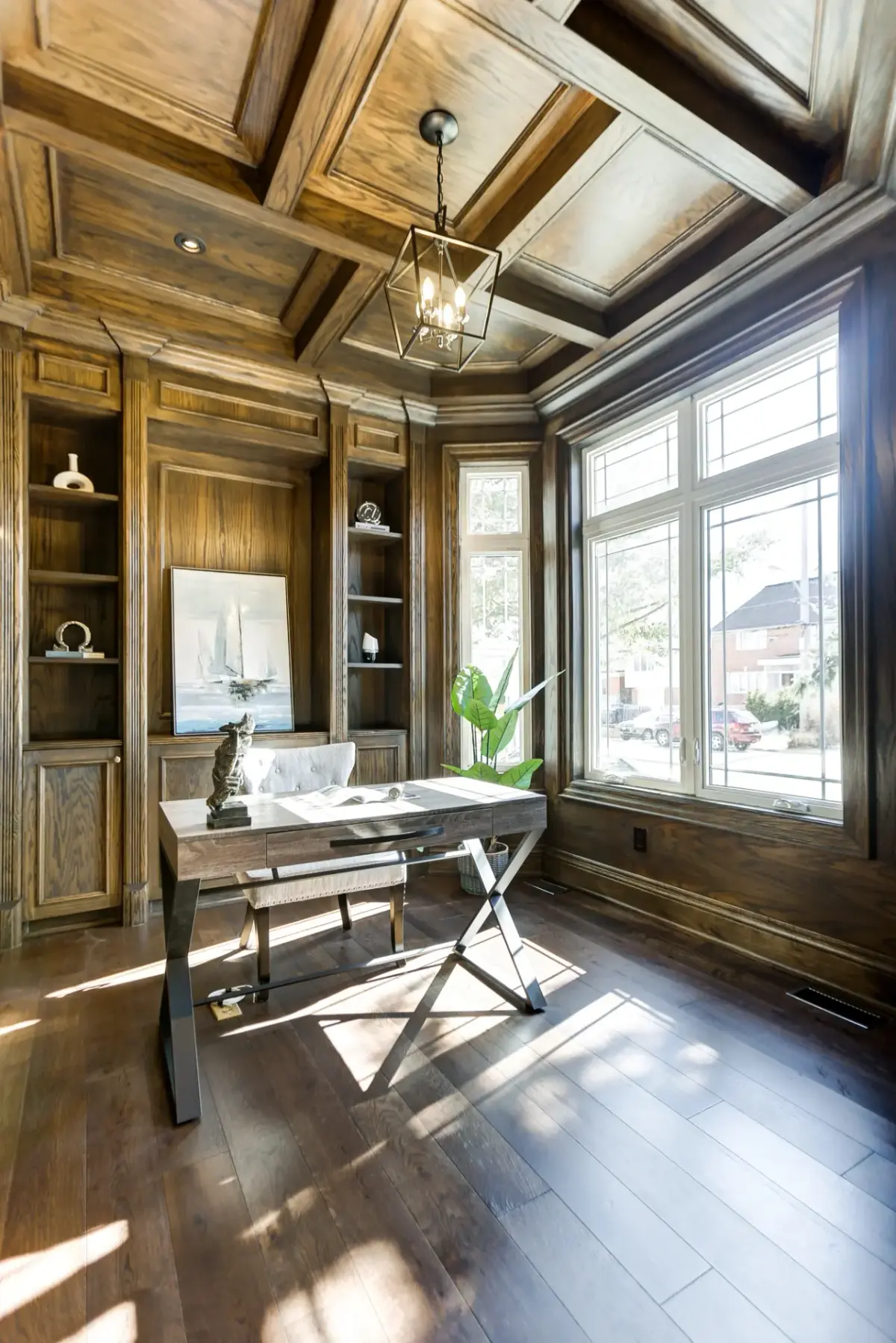 Timber-panelled study in a Toronto home