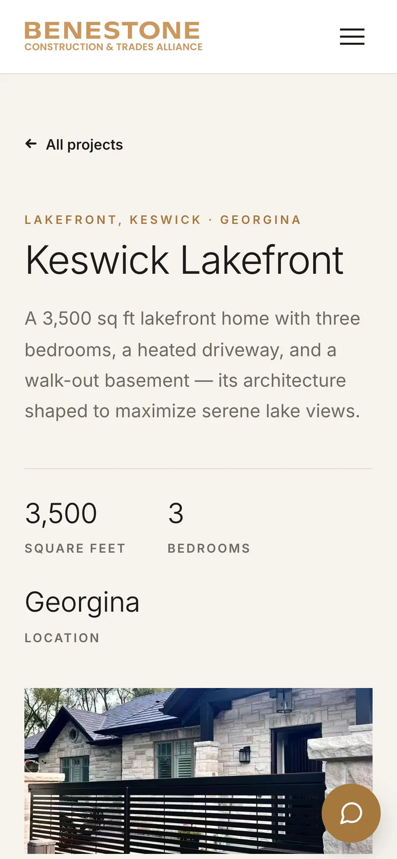 Keswick Lakefront project page on a phone