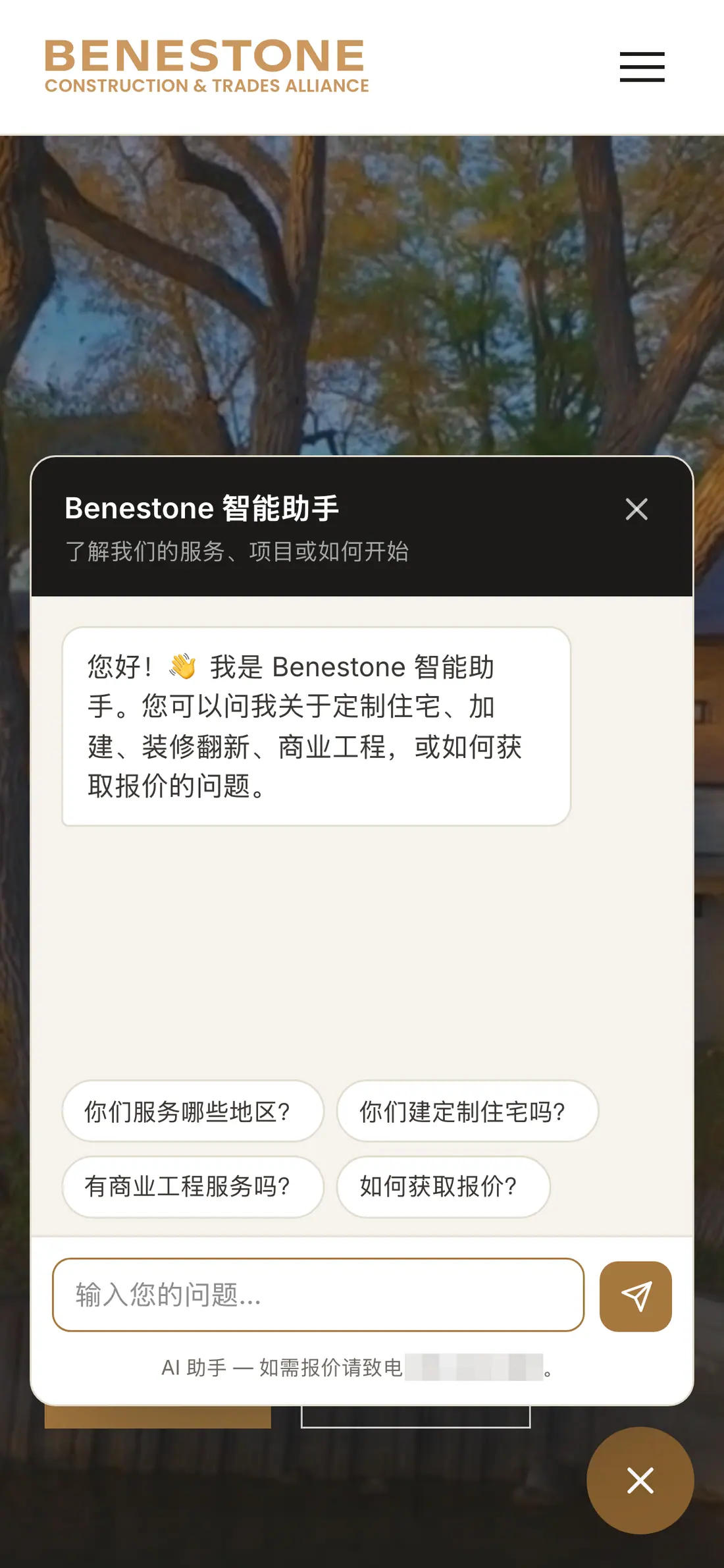 The site assistant open in Chinese
