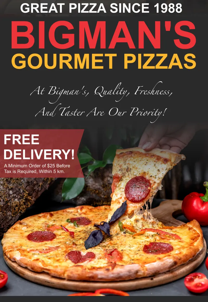 Menu detail: the cover panel, “Great pizza since 1988” and the wordmark