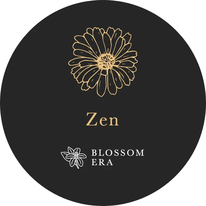 The Zen lid: a gold drawing and the name on charcoal