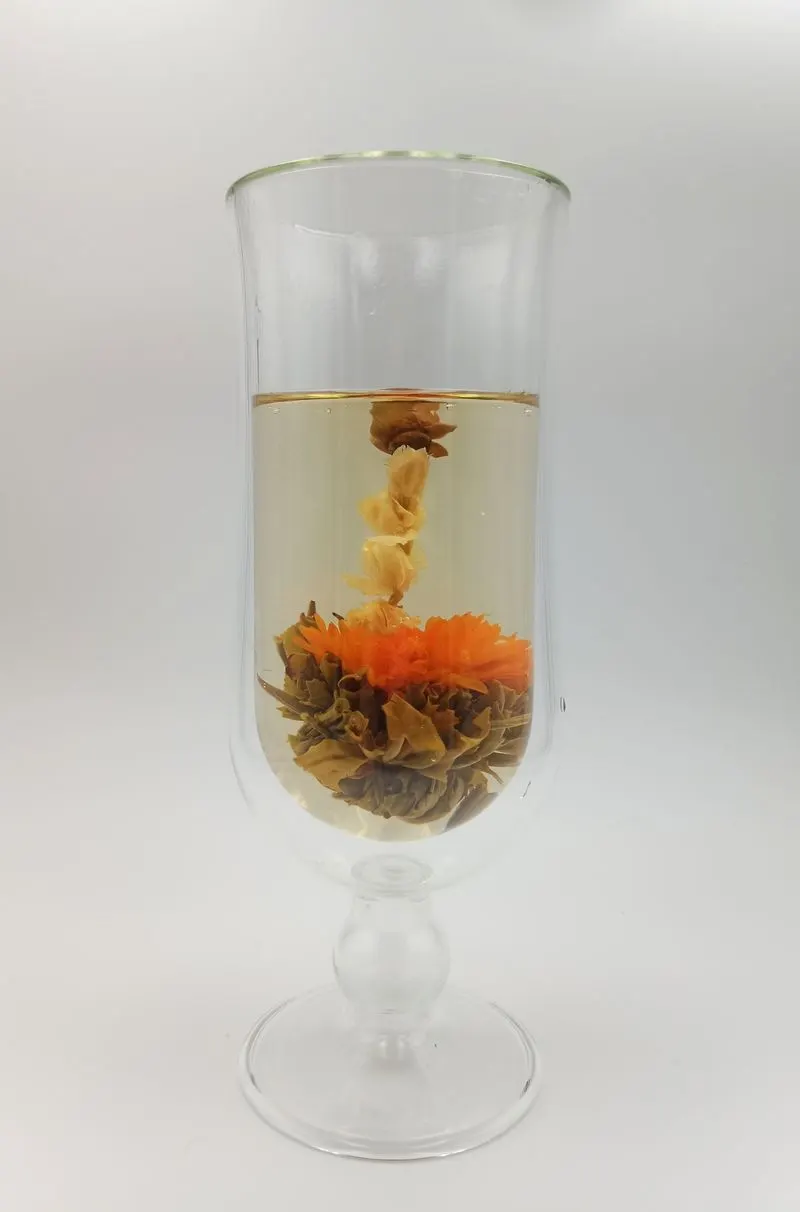 Campfire brewed: the flower open in a glass