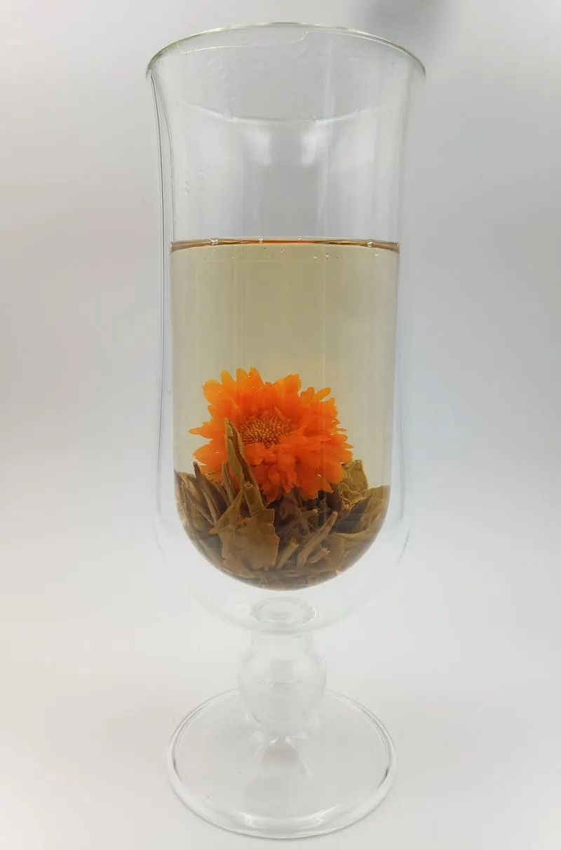Zen brewed: the flower open in a glass