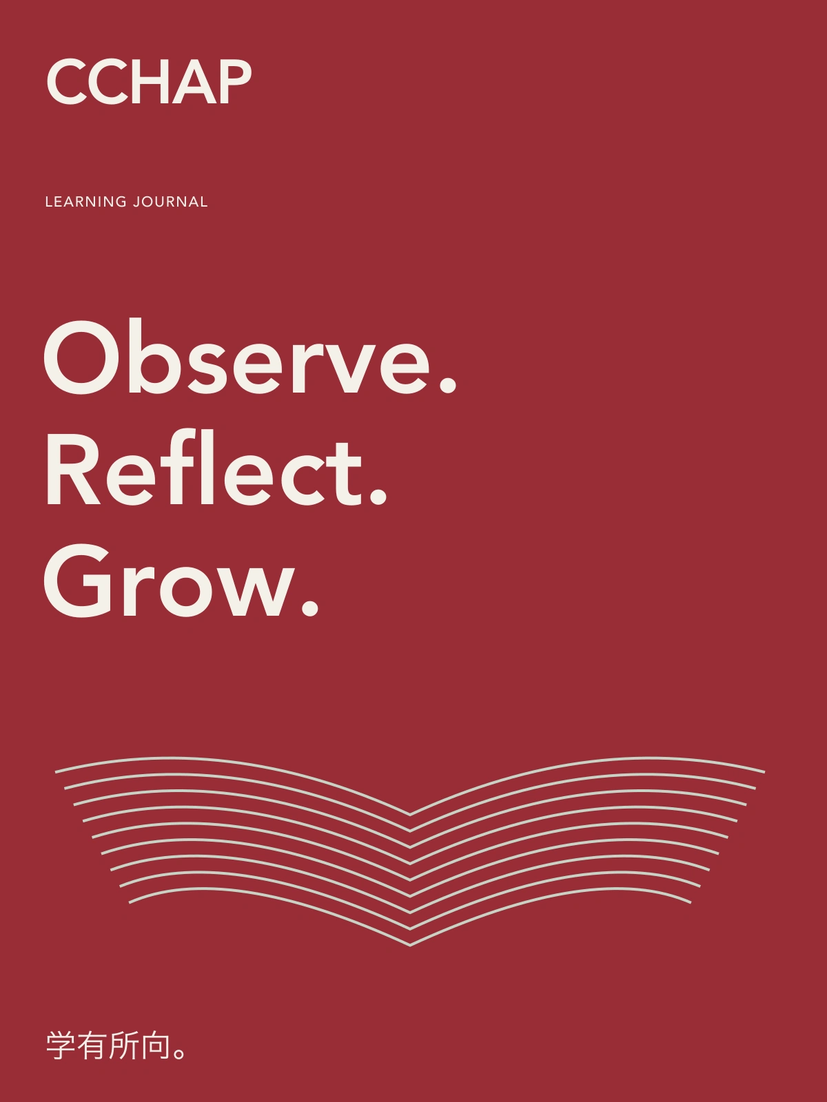 Observe Reflect Grow learning journal cover concept