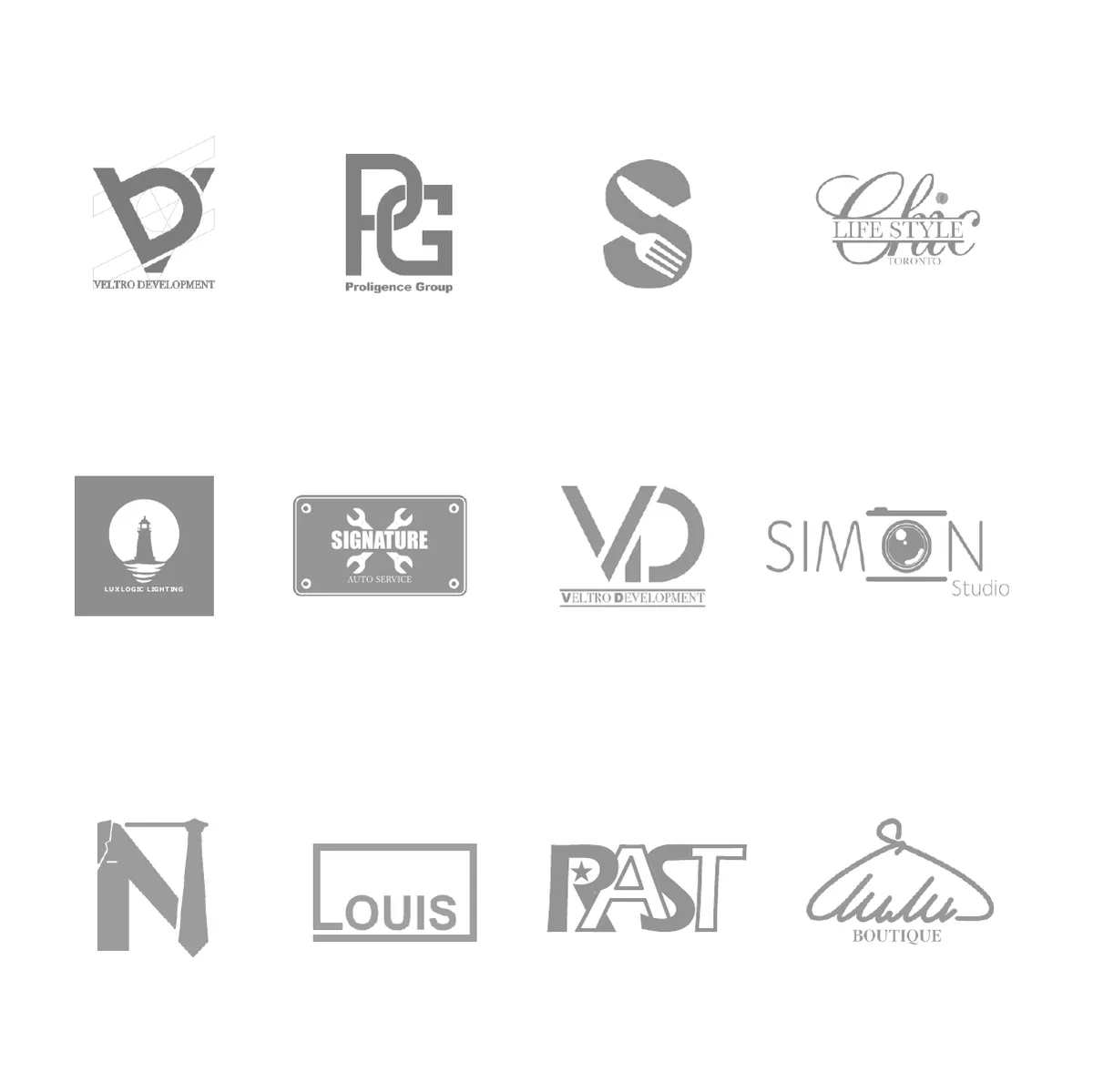 Page 2 of the studio’s 2018 logo collection: twelve marks, Chic Life Style fourth in the first row