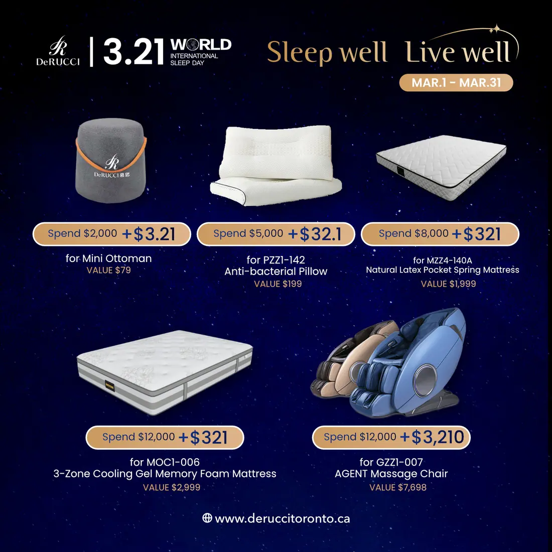 World Sleep Day gift post: “Sleep well, Live well” with five spend-and-get gifts