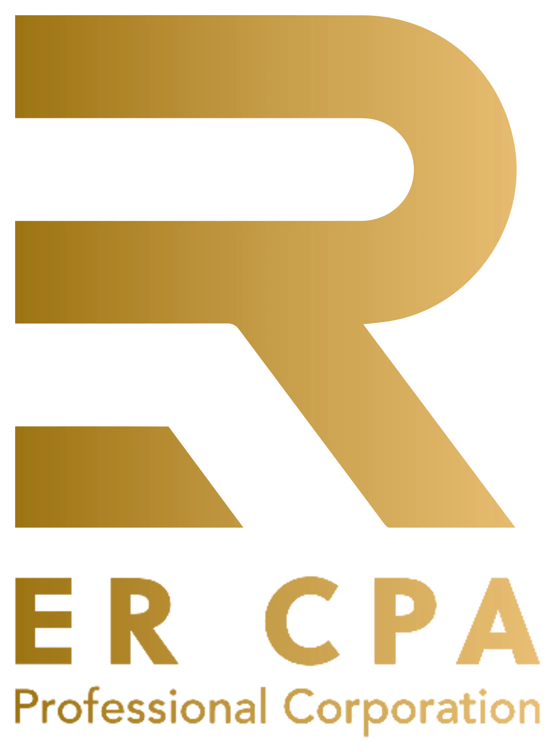 The stacked ER CPA signature: a gold-gradient R over wide-spaced ER CPA and Professional Corporation