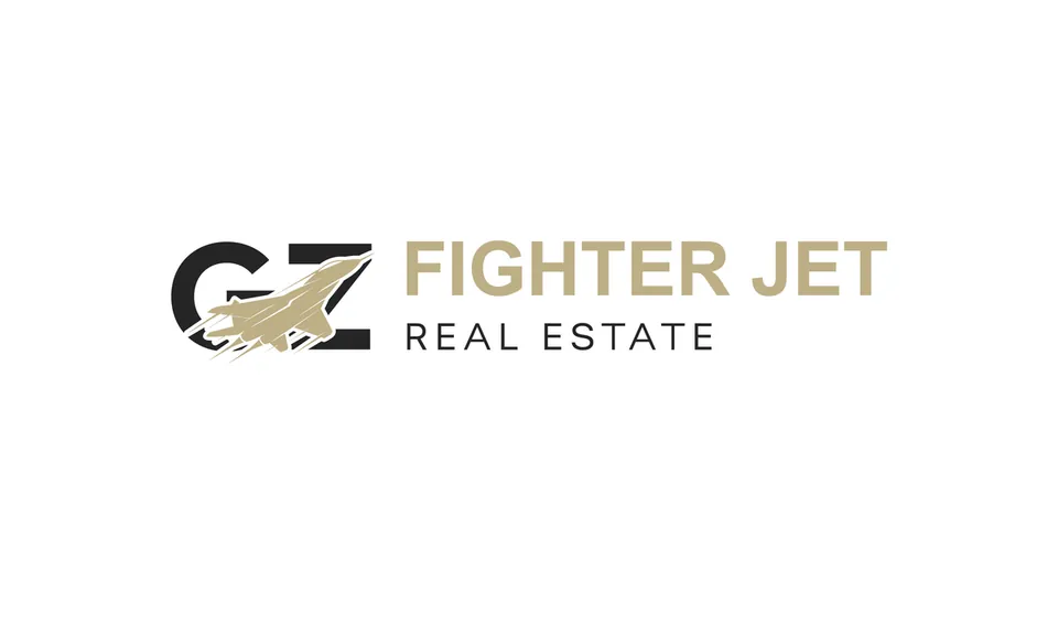 备选方案 4：GZ 字母中穿出战斗机，右接 FIGHTER JET
