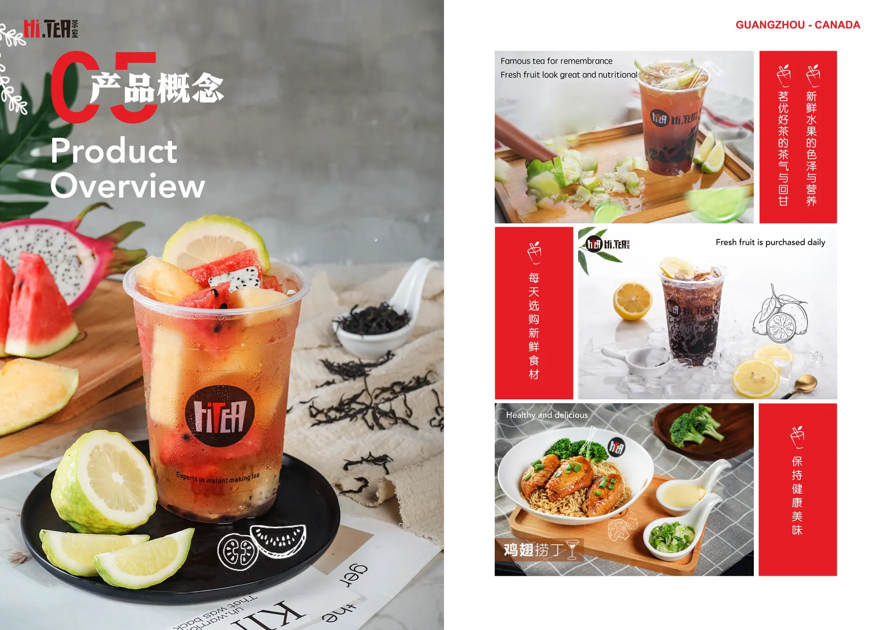 Product spread: fruit tea, lemon tea and food photography
