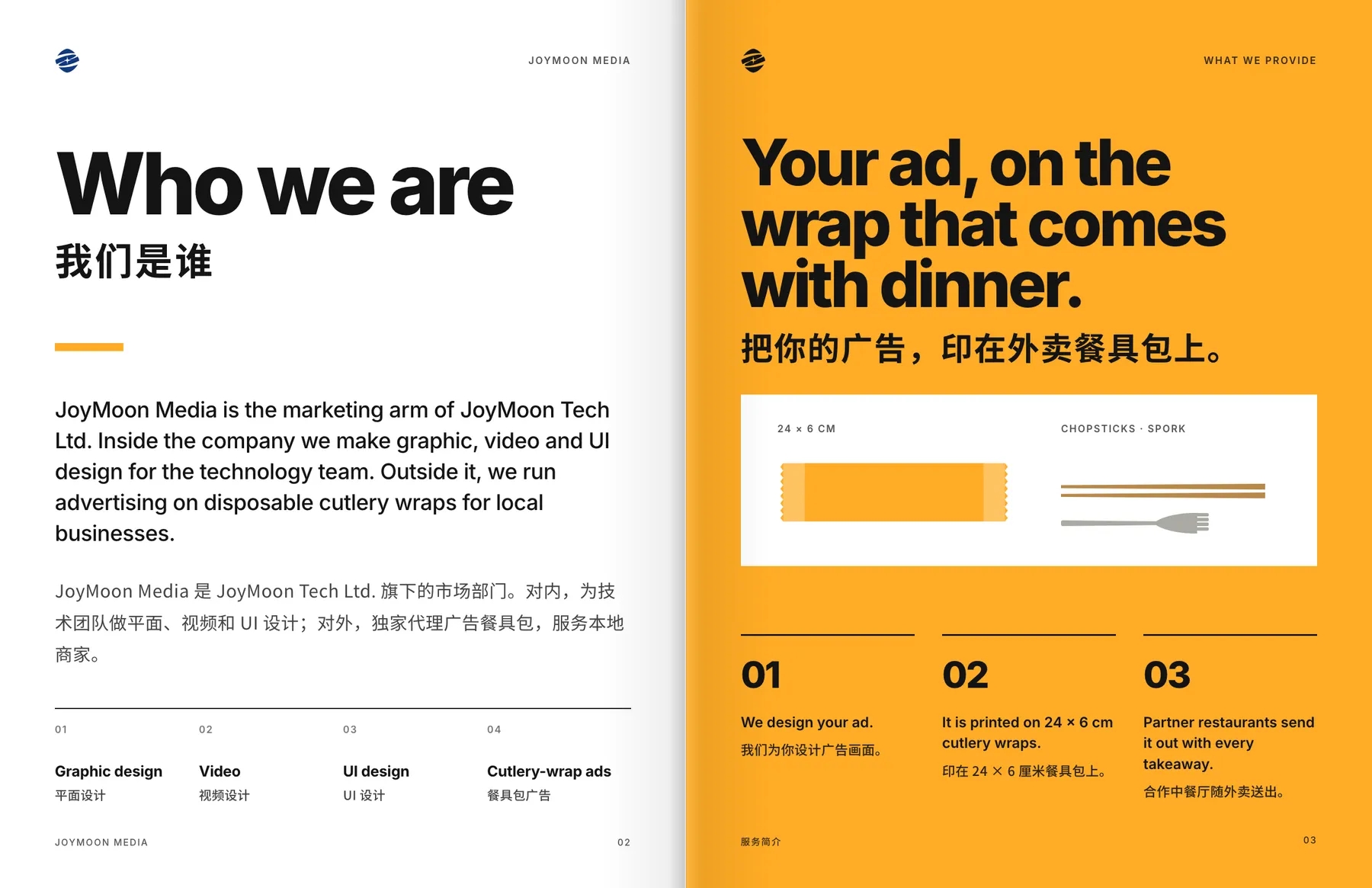 The inside spread: Who we are | What we provide