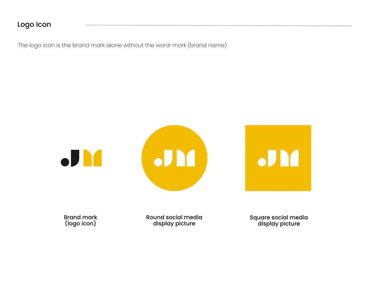 Brand guide: the logo icon and the round and square social avatars