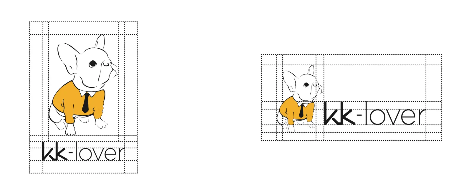 Logo structure page from the identity book: stacked and horizontal lockups with their grids