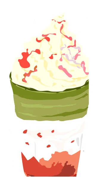 Menu illustration: Snowcap Strawberry Matcha