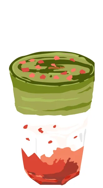 Menu illustration: Strawberry Matcha Milk