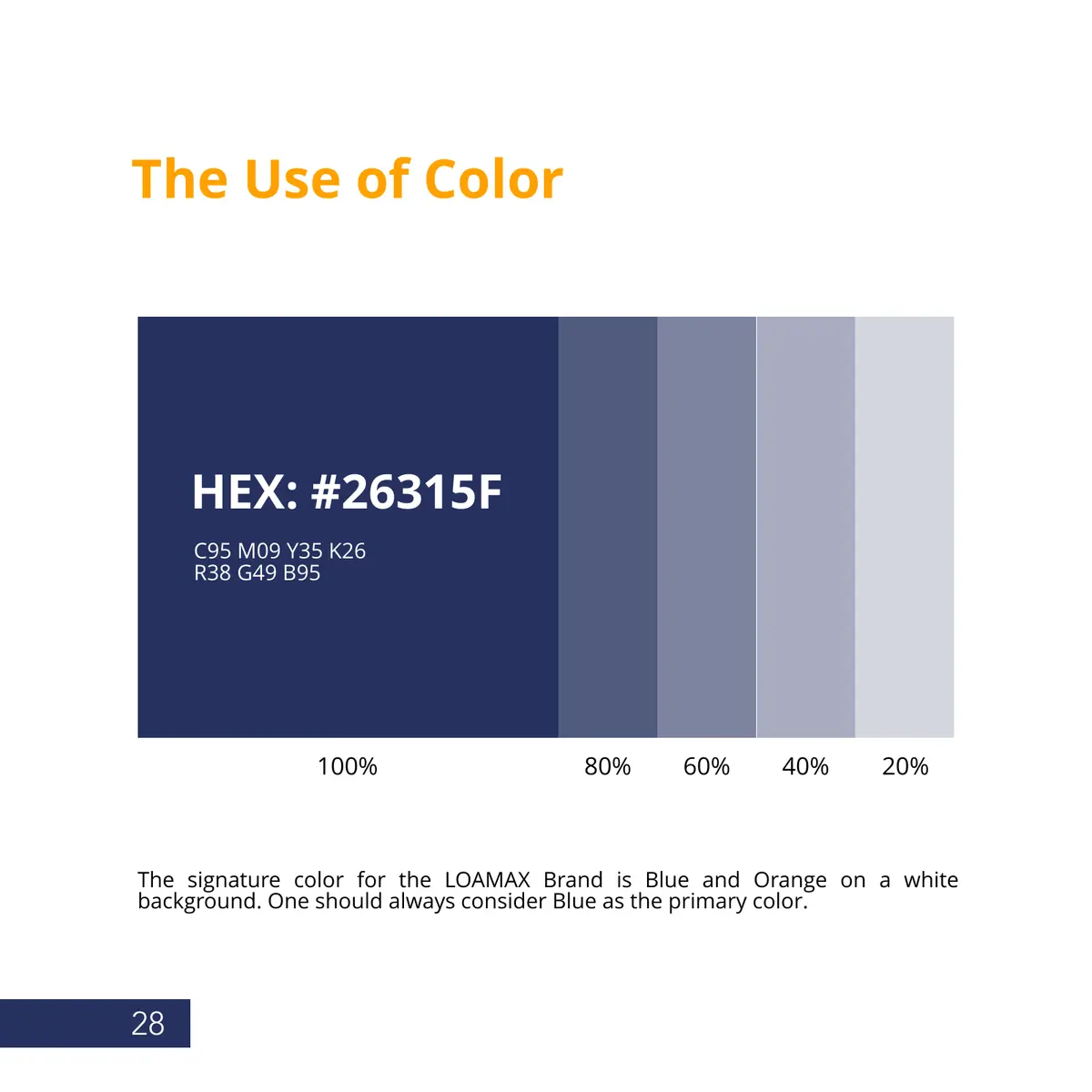 Guide page: navy #26315F and its tints