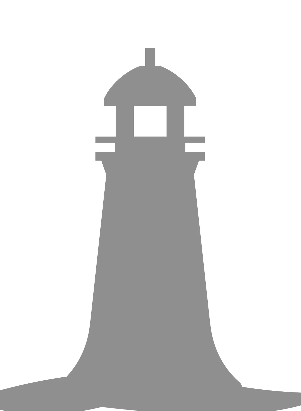 The same detail redrawn: the tower as vector, with its window, gallery and flared foot kept
