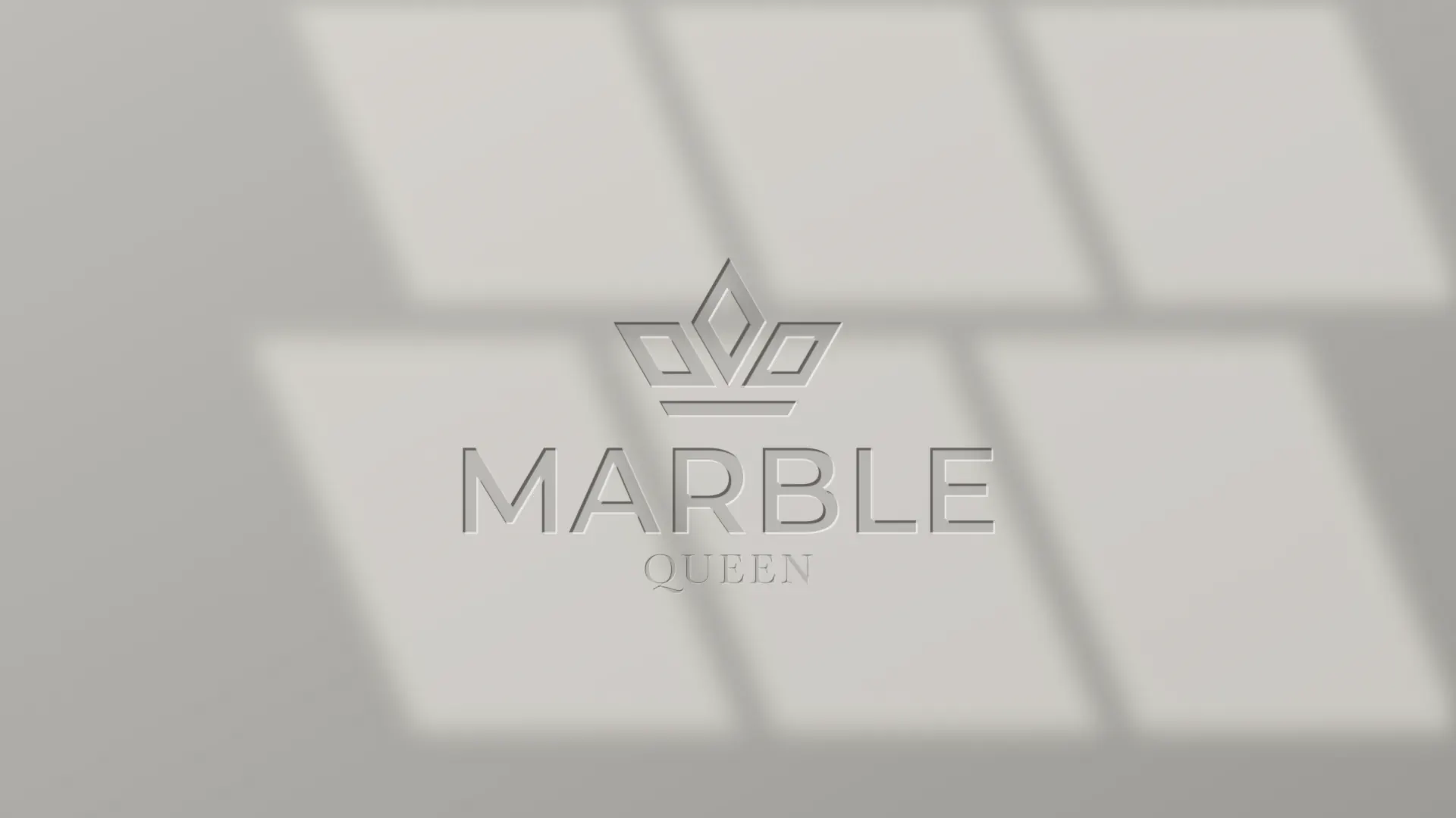Marble Queen 标志压印在浅色石面上，窗光斜落，为本页绘制
