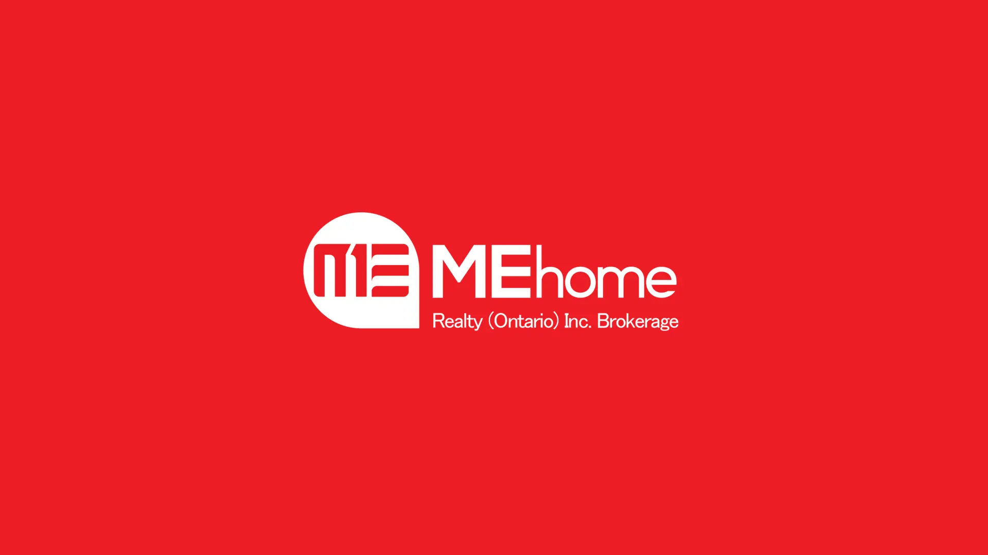 The MEhome logo reversed out of red