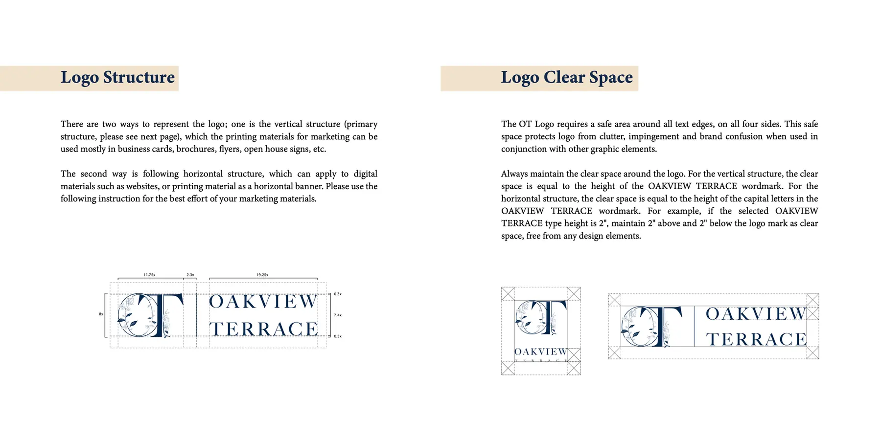 Guide spread: logo structure and clear space