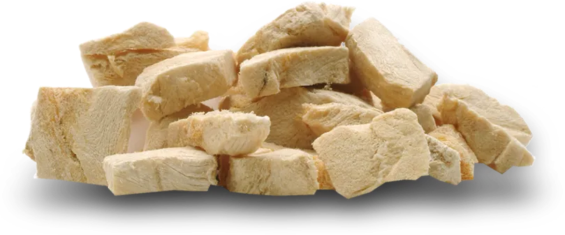 Freeze-dried chicken pieces