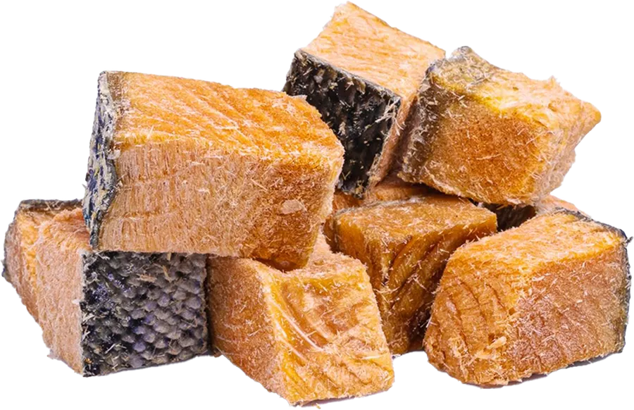 Freeze-dried fish chunks