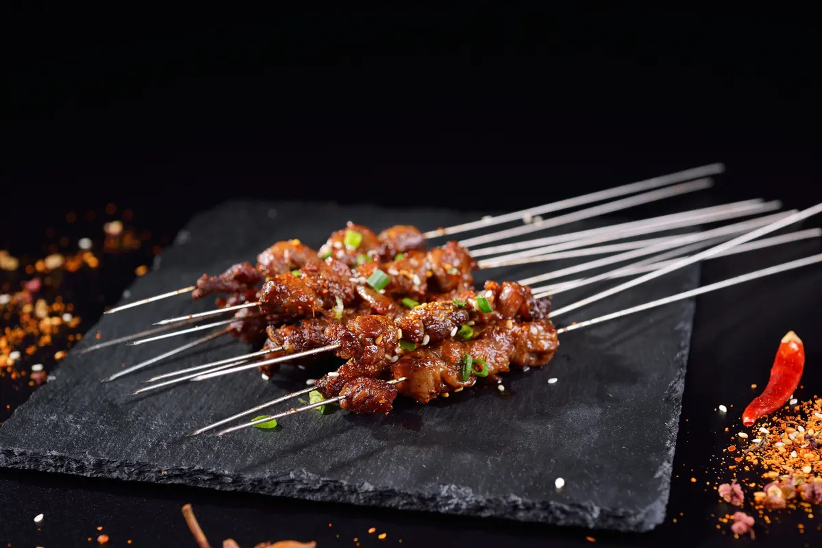 House lamb skewers on slate