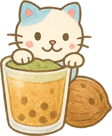 趴在珍珠奶茶上的猫