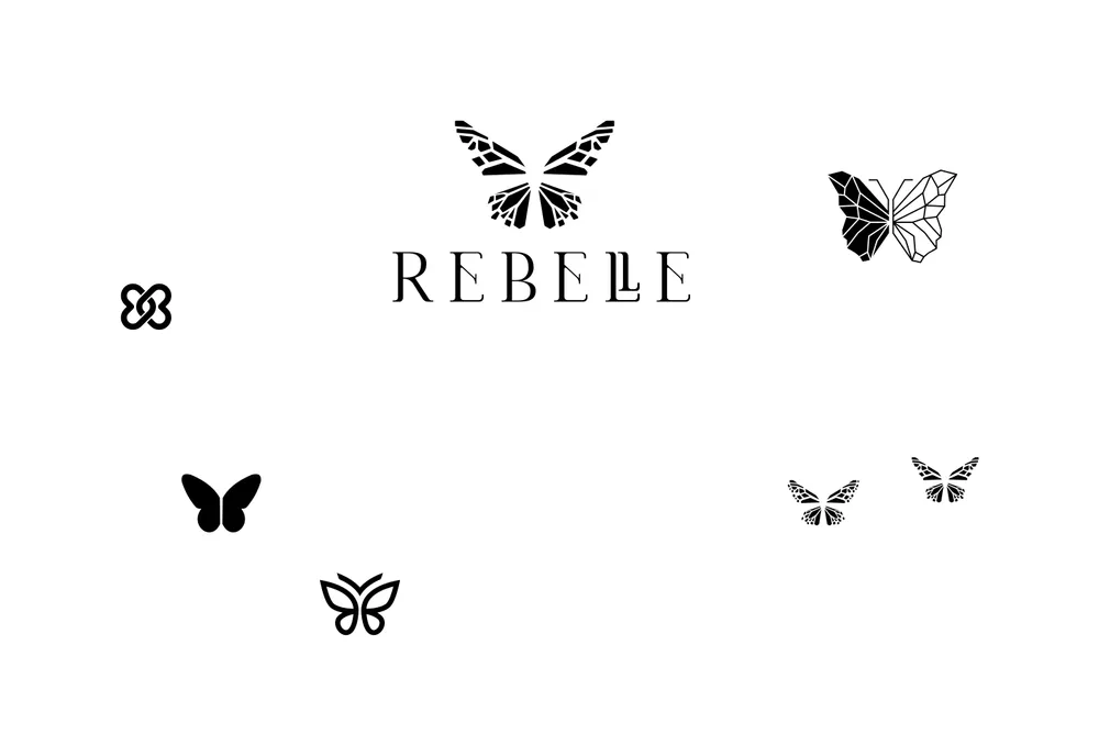 工作稿：Rebelle 字标与多种蝴蝶