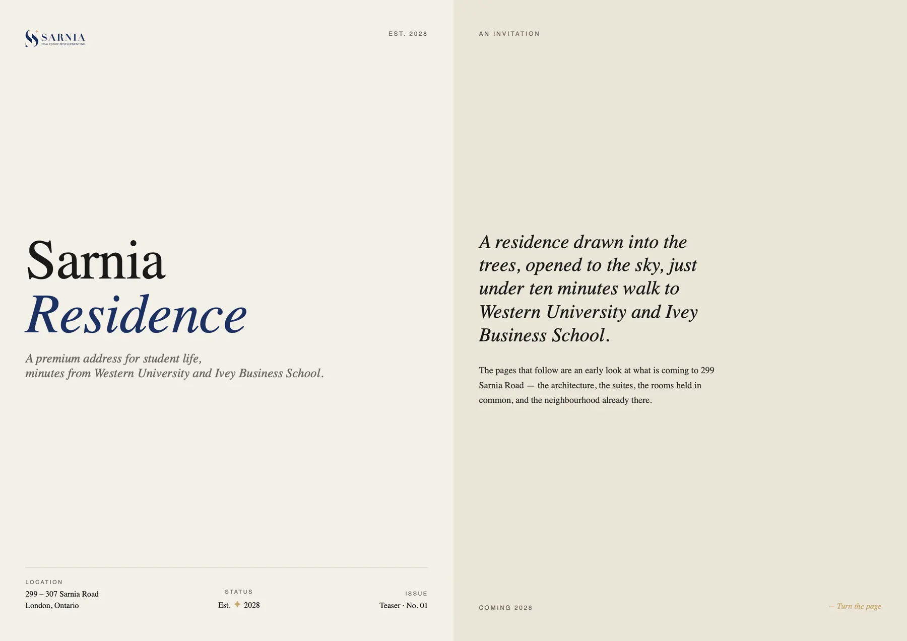 Opening spread: the name and an invitation