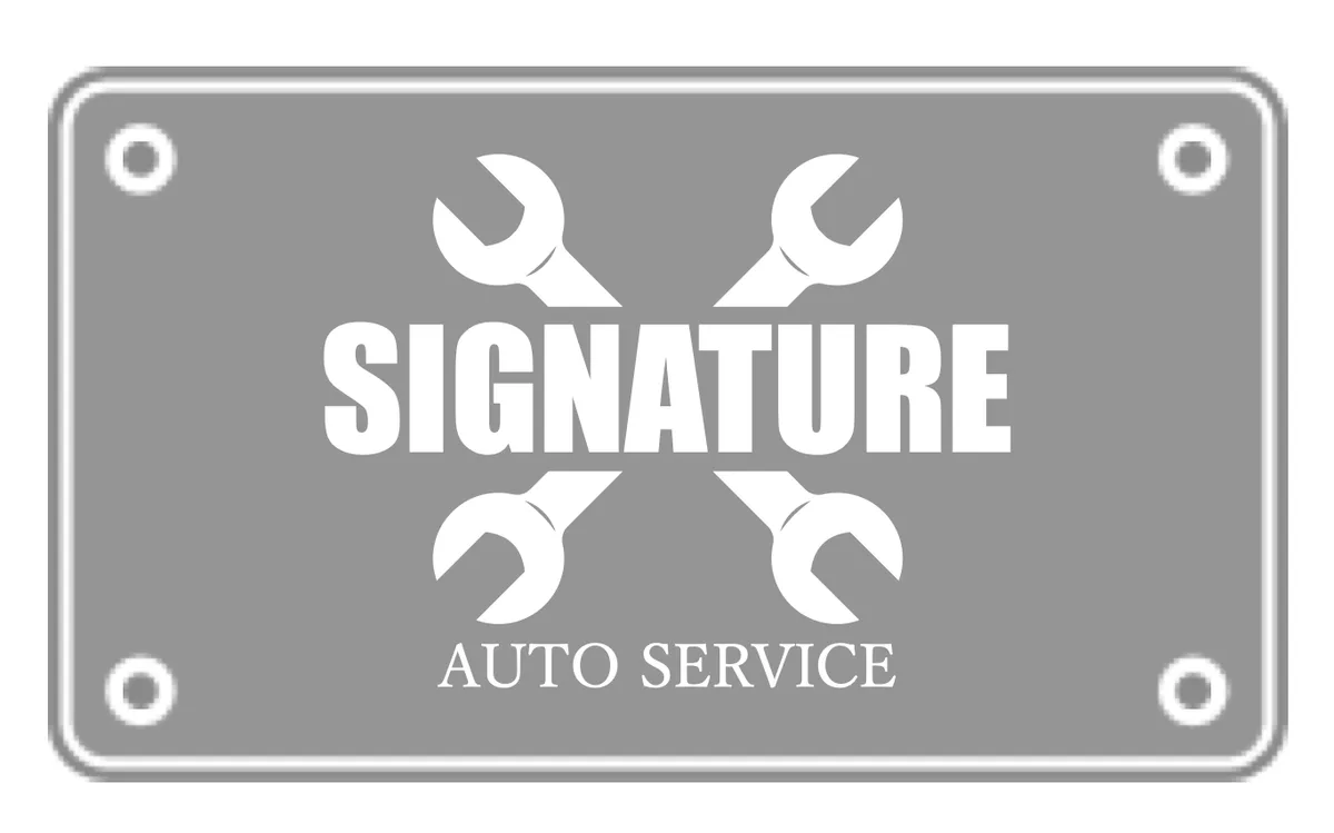 The Signature Auto Service mark as printed on page 2 of Day of Design’s 2018 logo sampler, enlarged as found