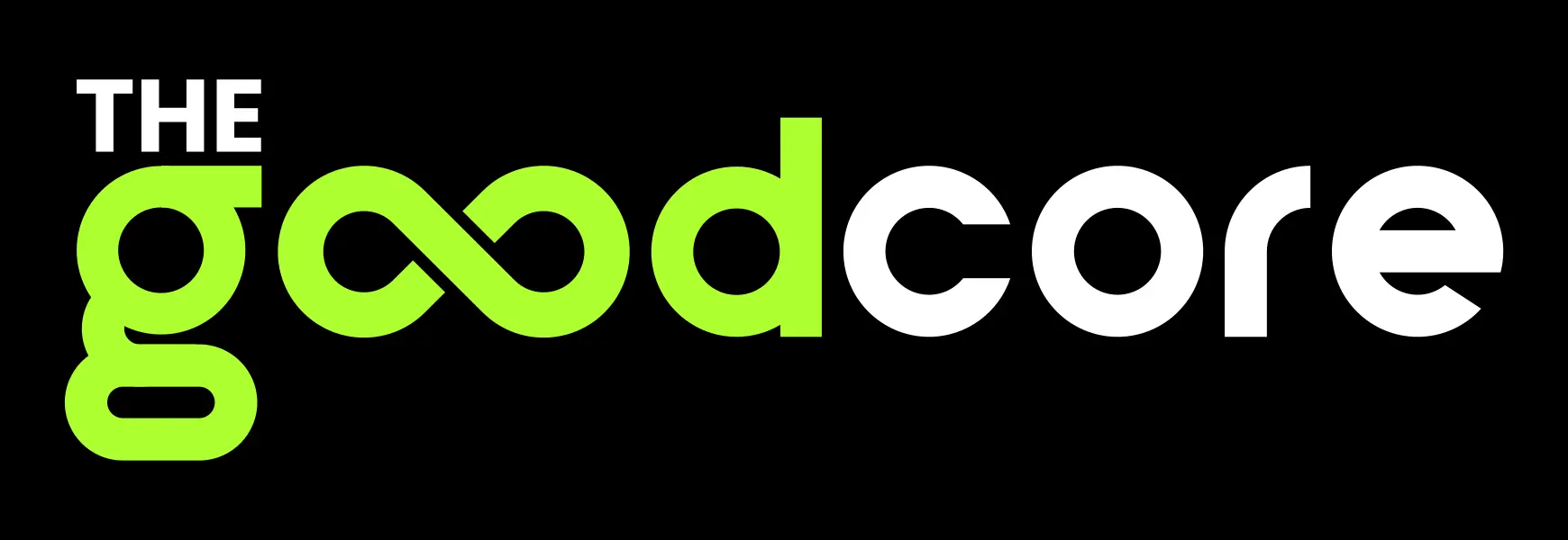 Round one wordmark: THE goodcore, its two o’s joined into an infinity sign