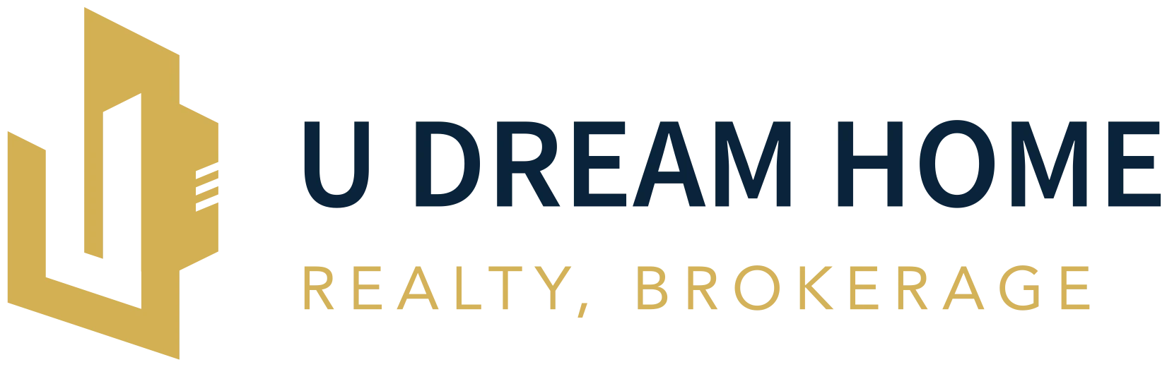Horizontal logo in gold and navy