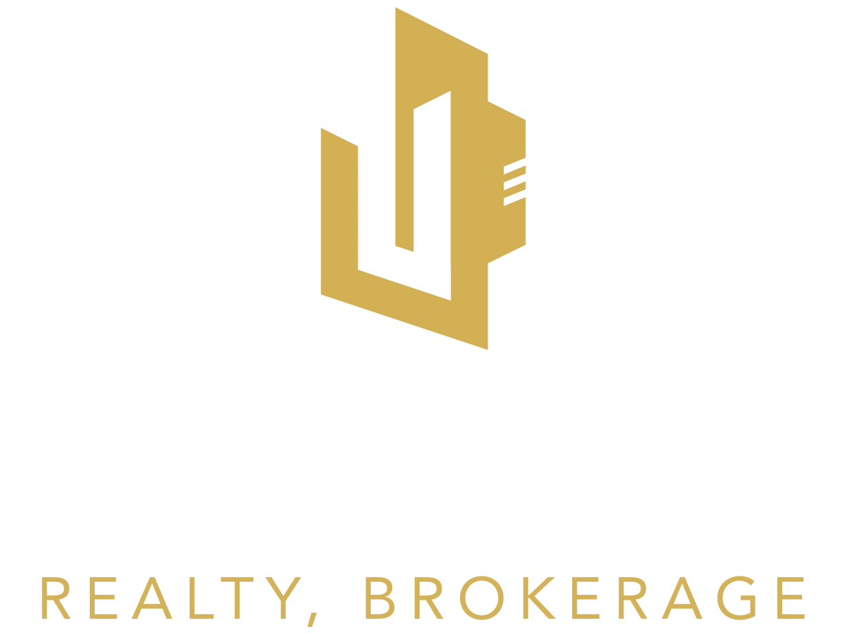 Stacked logo: the gold symbol above the name in white