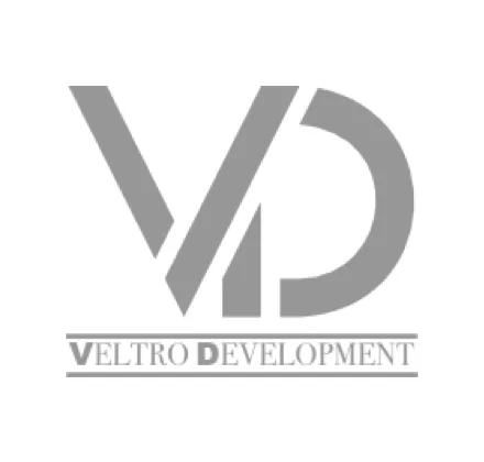 Veltro Development on page 2 of the 2018 logo book: the split VD monogram, its wordmark with large initials