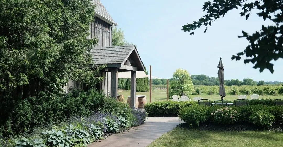 The estate courtyard and lawn in summer